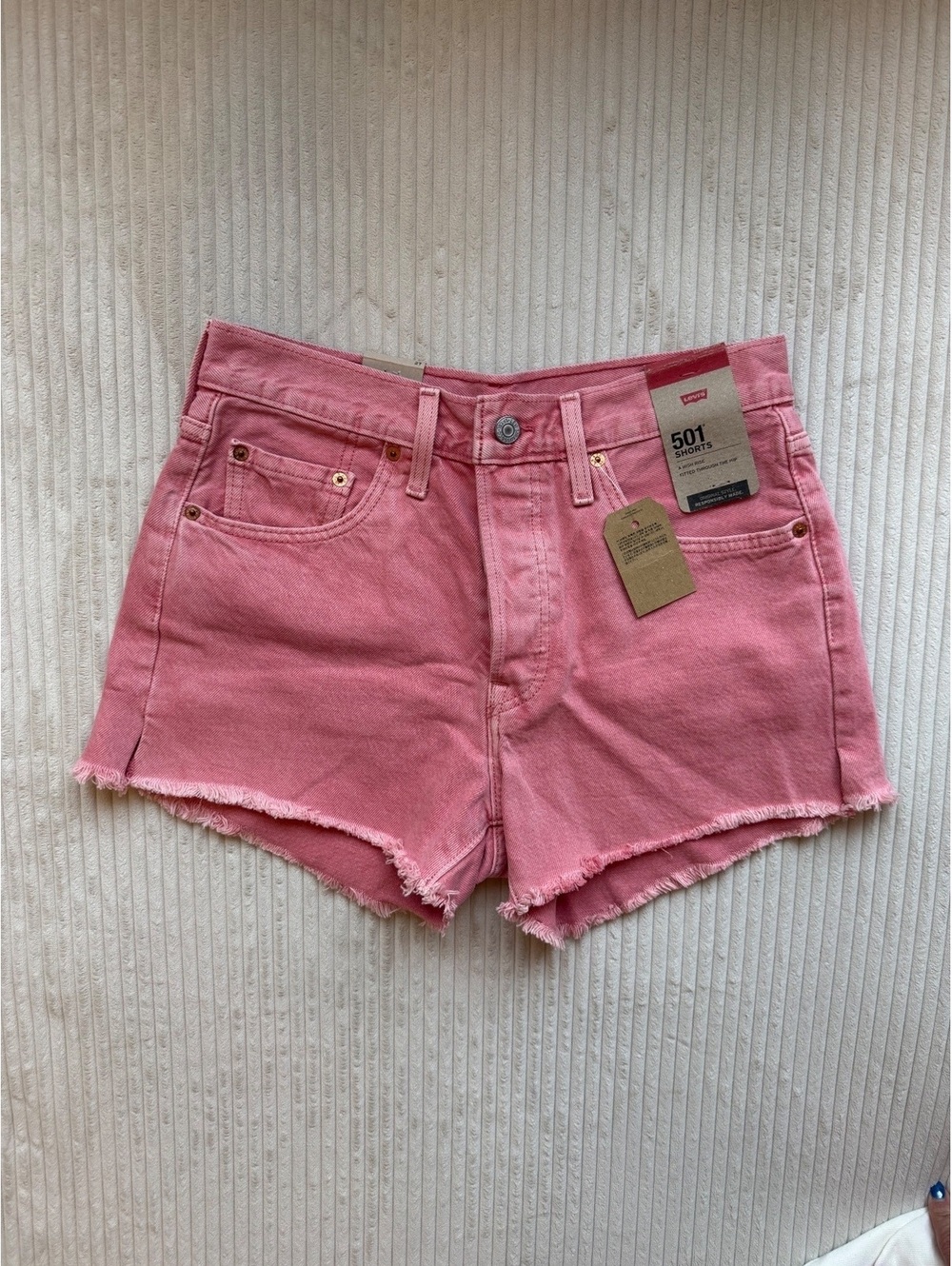 Levi’s Women’s 501 High Rise Raw Hem Denim Shorts